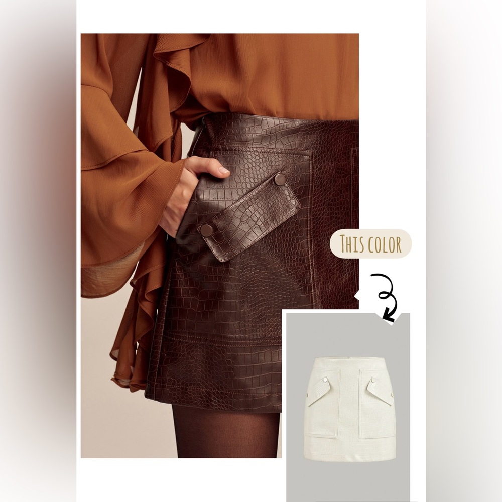 COMMENSE Faux Leather Croc-Embossed Mini Skirt